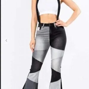 New Chic Black and Gray Flare Jeans